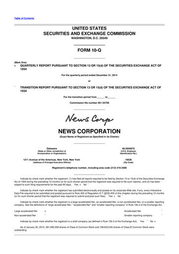 Thumbnail News Corp 10-Q Quarterly Report FY2015 