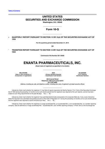 Thumbnail Enanta Pharmaceuticals
 10-Q Quarterly Report FY2015 