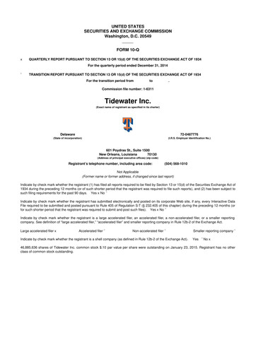 Thumbnail Tidewater 10-Q Quarterly Report FY2015 