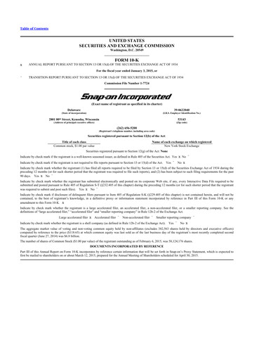 Thumbnail Snap-on 10-K Annual Report 2014