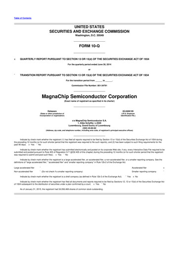 Vorschaubild Magnachip Semiconductor 10-Q Quartalsbericht 2014 