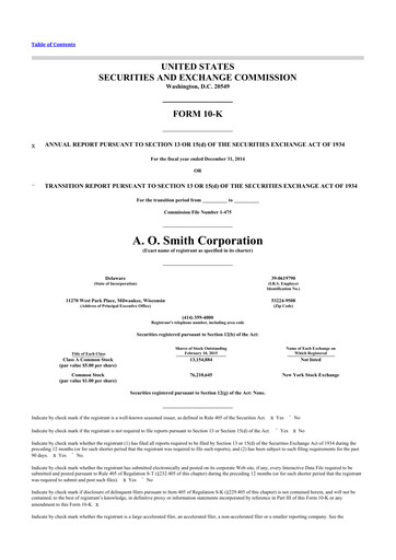 Thumbnail A. O. Smith 10-K Annual Report 2014