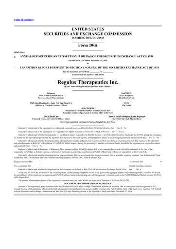 Thumbnail Regulus Therapeutics 10-K Annual Report 2014