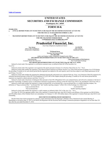 Vorschaubild Prudential Financial 10-K Jahresbericht 2014