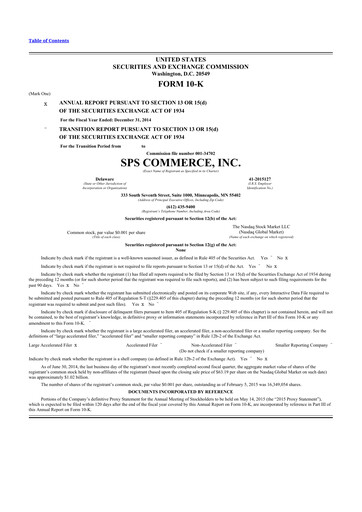 Thumbnail SPS Commerce
 10-K Annual Report 2014