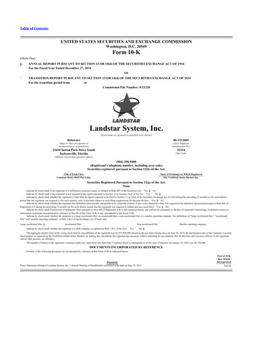 Thumbnail Landstar System
 10-K Annual Report 2014