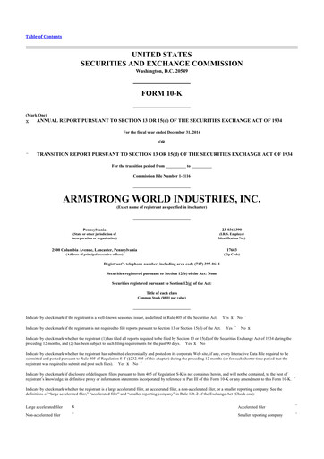Thumbnail Armstrong World Industries
 10-K Annual Report 2014