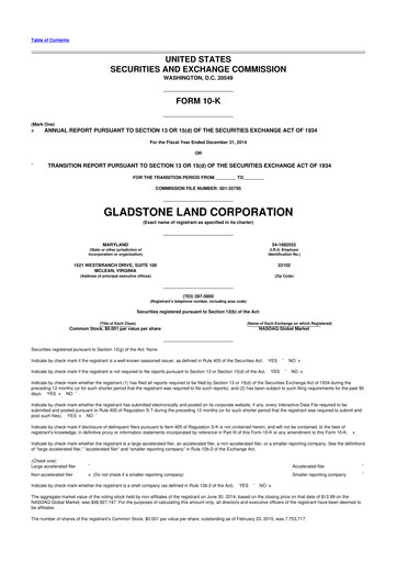 Thumbnail Gladstone Land 10-K Annual Report 2014
