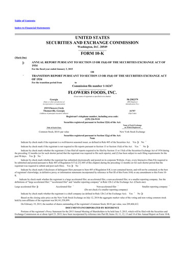 Thumbnail Flowers Foods
 10-K Annual Report 2014