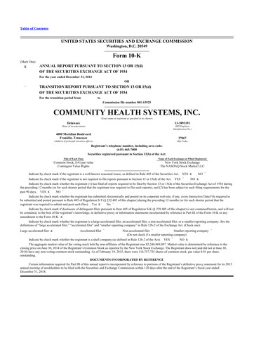 Thumbnail Community Health Systems
 10-K Annual Report 2014