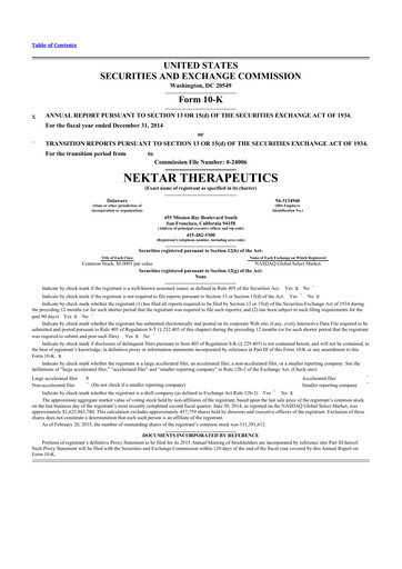 Thumbnail Nektar Therapeutics
 10-K Annual Report 2014