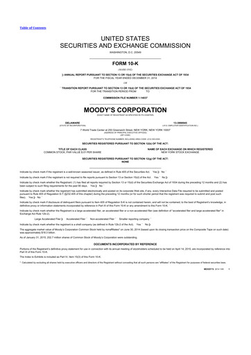 Thumbnail Moody's 10-K Annual Report 2014