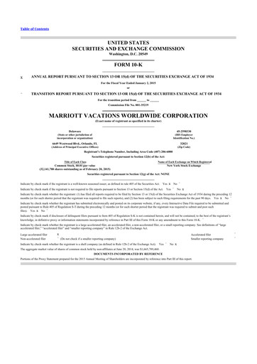 Thumbnail Marriott Vacations Worldwide 10-K Annual Report 2014