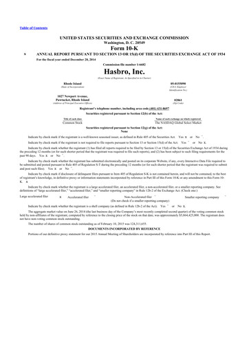 Thumbnail Hasbro 10-K Annual Report 2014