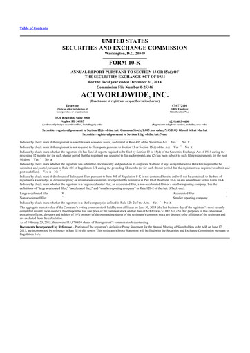 Thumbnail ACI Worldwide
 10-K Annual Report 2014