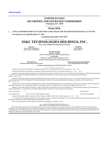 Thumbnail SS&C Technologies
 10-K Annual Report 2014