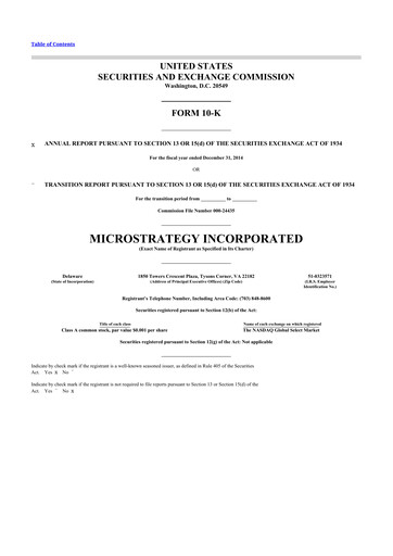 Thumbnail Strategy 
 (MicroStrategy) 10-K Annual Report 2014