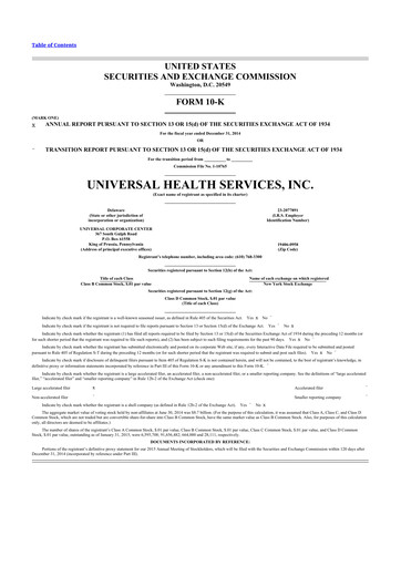Thumbnail Universal Health Services
 10-K Annual Report 2014