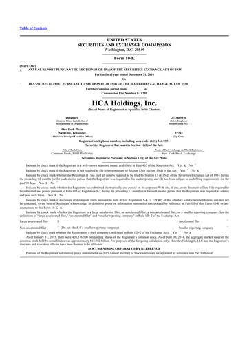 Thumbnail HCA Healthcare 10-K Annual Report 2014