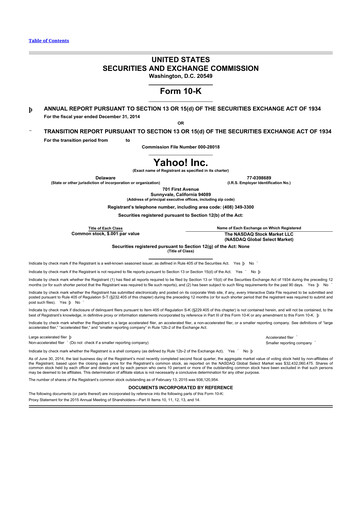 Miniature Yahoo Inc. 10-K Rapport annuel 2014