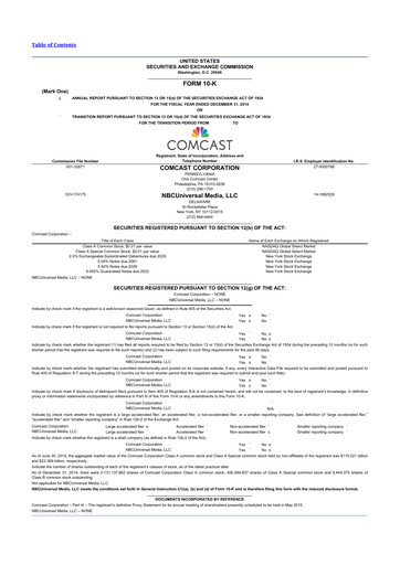 Thumbnail Comcast 10-K Annual Report 2014