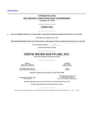 Thumbnail Smith Micro Software
 10-K Annual Report 2014