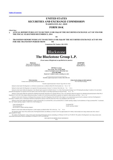 Thumbnail Blackstone Group 10-K Annual Report 2014