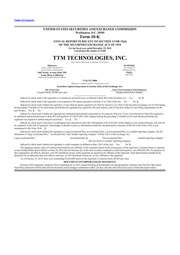 Thumbnail TTM Technologies
 10-K Annual Report 2014