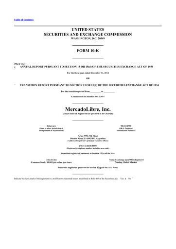 Thumbnail MercadoLibre 10-K Annual Report 2014