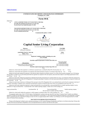 Thumbnail Sonida Senior Living 10-K Annual Report 2014