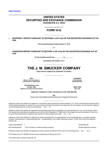 Thumbnail J.M. Smucker Company 10-Q Quarterly Report FY2015 