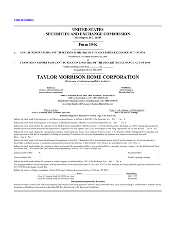 Thumbnail Taylor Morrison
 10-K Annual Report 2014