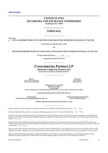 Thumbnail CrossAmerica Partners 10-K Annual Report 2014