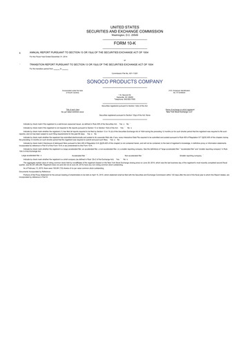 Thumbnail Sonoco 10-K Annual Report 2014