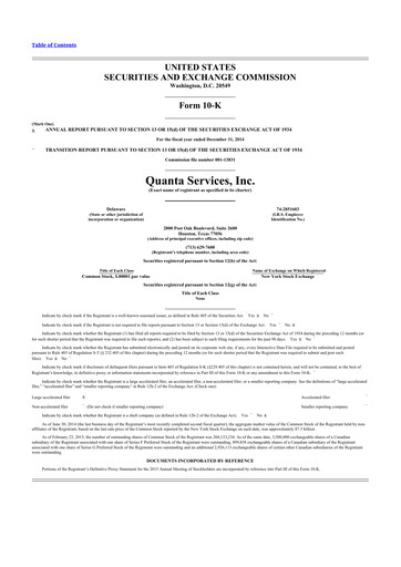 Thumbnail Quanta Services
 10-K Annual Report 2014