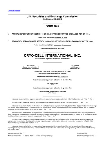 Thumbnail Cryo-Cell International 10-K Annual Report 2014