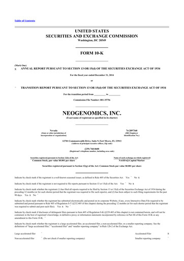 Thumbnail NeoGenomics
 10-K Annual Report 2014