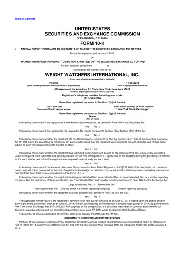 Thumbnail Weight Watchers 10-K Annual Report 2014
