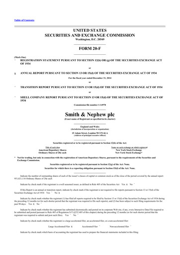 Miniature Smith & Nephew
 20-F Rapport annuel 