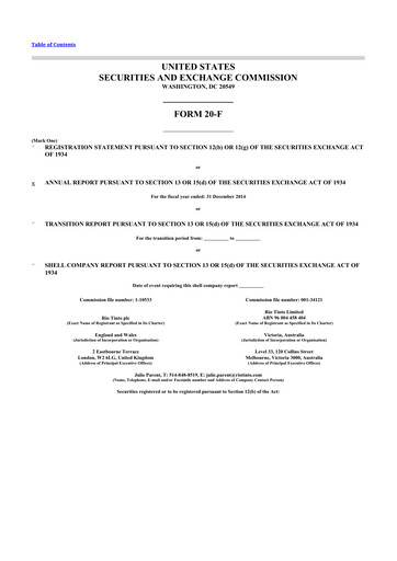 Thumbnail Rio Tinto 20-F Annual Report 