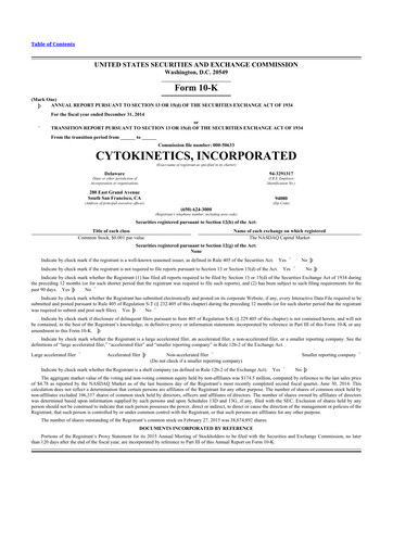 Thumbnail Cytokinetics
 10-K Annual Report 2014