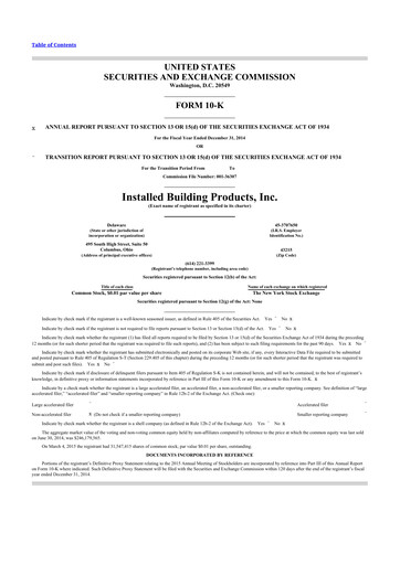 Thumbnail Installed Building Products 10-K Annual Report 2014