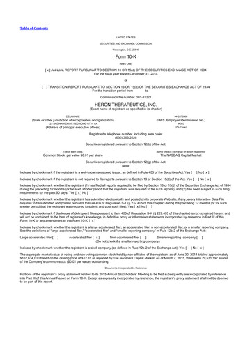 Thumbnail Heron Therapeutics 10-K Annual Report 2014