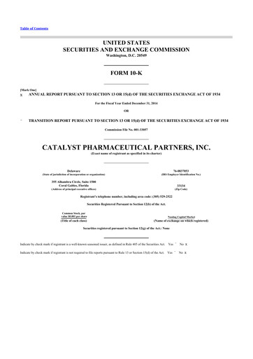 Thumbnail Catalyst Pharmaceuticals 10-K Annual Report 2014