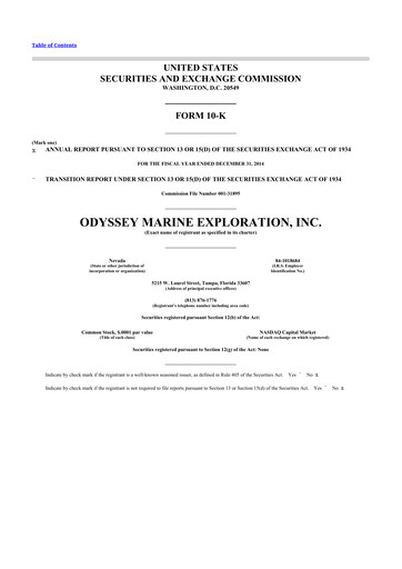 Thumbnail Odyssey Marine Exploration 10-K Annual Report 2014