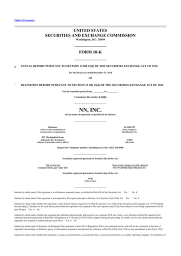Vorschaubild NN, Inc.
 10-K Jahresbericht 2014