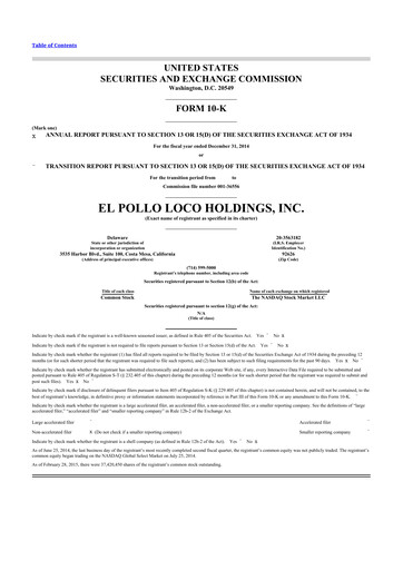 Thumbnail El Pollo Loco
 10-K Annual Report 2014