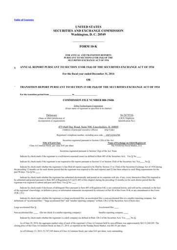 Thumbnail Zebra Technologies 10-K Annual Report 2014