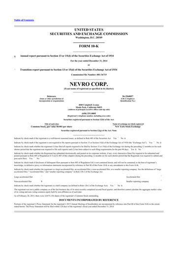 Thumbnail Nevro
 10-K Annual Report 2014