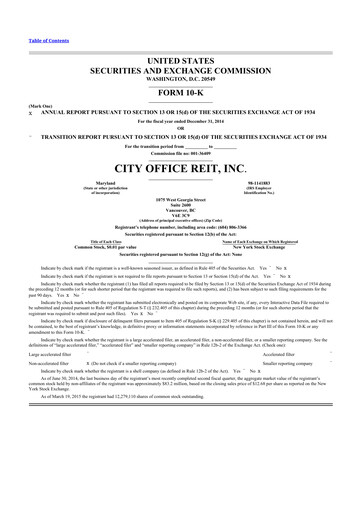 Thumbnail City Office REIT
 10-K Annual Report 2014
